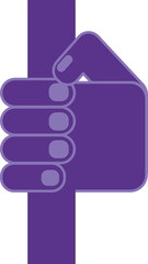 Hand holds on to the handrail. Simple flat designed sign isolated on white background. Vector illustration