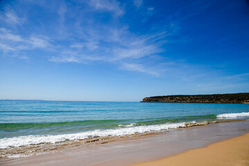 Vibrant nature background with dunes and seashore at Tarifa beach