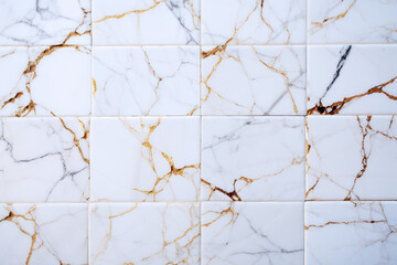 white marble tiles with gold and gray streaks