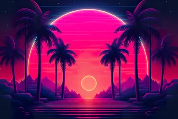  palm tree silhouette sunset, poster, beach © Dina Studio