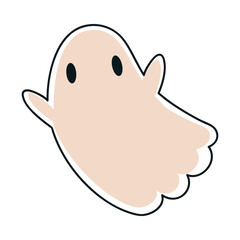 Halloween with Little Flying Ghost Creature Vector Illustration