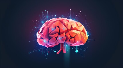 creative brain low poly illustration idea human, head background, design geometric creative brain low poly
