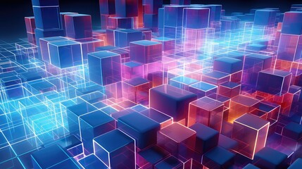 abstract voxel data flow illustration wave science, background 3d, digital audio abstract voxel data flow