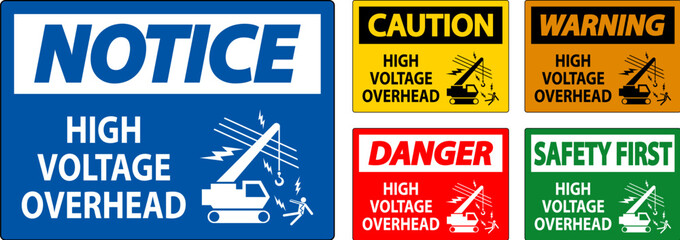 Danger Sign High Voltage Overhead