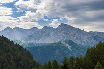 A view of the Dolomites and the countryside into Val di Fassa