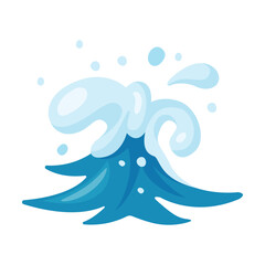 Water Sea Blue Wave with White Foam Vector Closeup Illustration