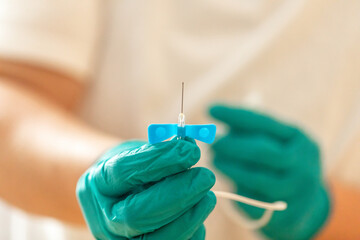 Infusion management: Close-up of a butterfly cannula