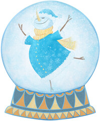 New Year's Snowman in watercolor