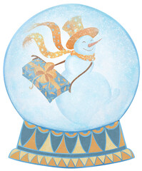 New Year's Snowman in watercolor