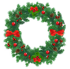 Fototapeta na wymiar christmas wreath isolated on clear background