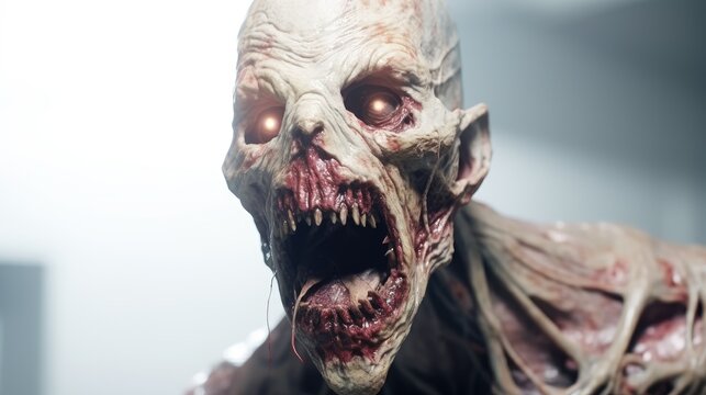 A bloody creepy creature from the afterlife. An atmosphere of terror. An evil demon has come into the world.
