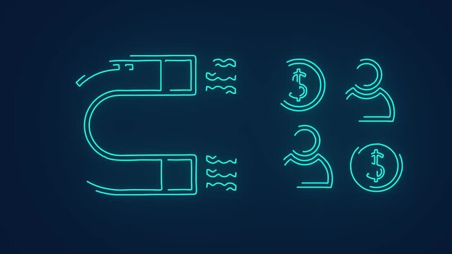 Business magnet attracting customers and revenue animation
