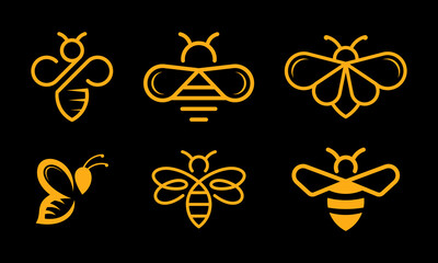 Set of honey bee animals logo design with creative element Premium Vector
 - obrazy, fototapety, plakaty