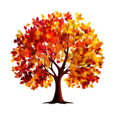 Autumn tree on transparent background