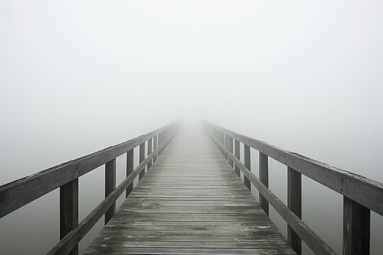 Small town in fog.