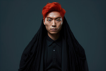 A picture of a man with red hair wearing a black shirt. This versatile image can be used in various contexts.