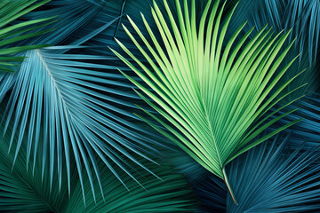 Closeup of tropical palm leaves pattern