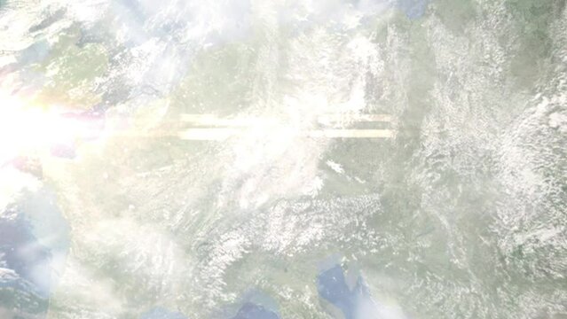 Zoom in from space and focus on Ansbach, Germany. 3D Animation. Background for travel intro. Elements of this image furnished by NASA