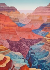 grand canyon state country, arizona vintage risograph illustration - obrazy, fototapety, plakaty