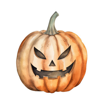 Watercolor Jack O Lantern Pumpkins, Watercolor Jacko Lantern Pumpkins