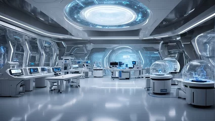 Foto op Aluminium Futuristic looking medical or other research lab background. Future science and technology idea. Advance civilization concept. With copy space.  © Milutinovic