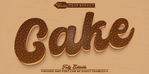 Sweet Chocolate Sauce Cake Vector Editable Text Effect Template