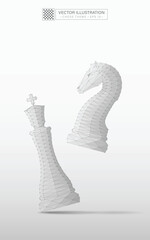 Vector illustration is made in an abstract style.One chess piece beats the second.