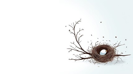  a bird's nest with a bird's egg in it.  generative ai