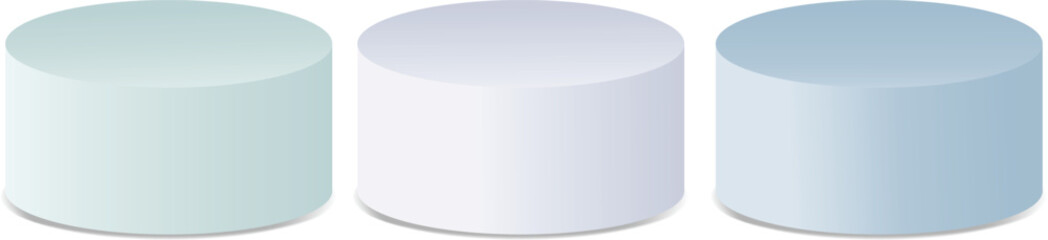 set of colorful product podium stage floor 3d white transparent background png collection blue green. cylinder background vector 3d rendering with podium. stand for cosmetic products. Stage showcase 