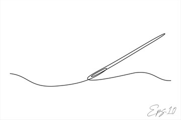 sewing needle continuous line vector illustration