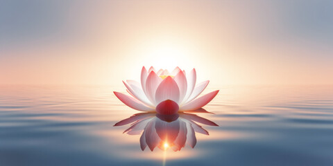 pink lotus flower in water with sunshine
