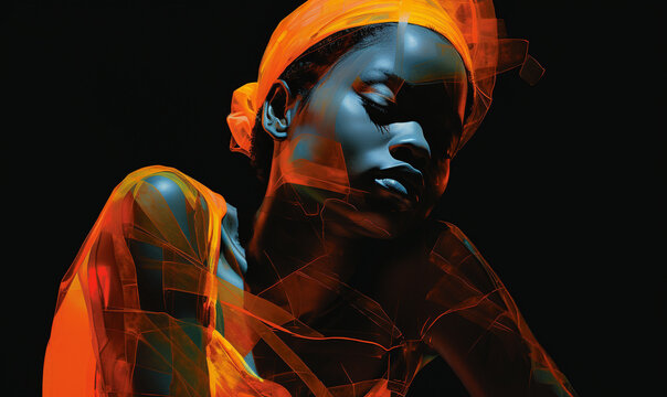 beautiful black woman: stylized portrait