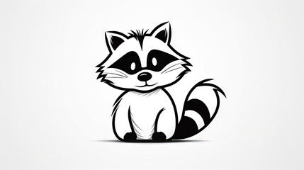  a cute raccoon sitting down on a white background.  generative ai