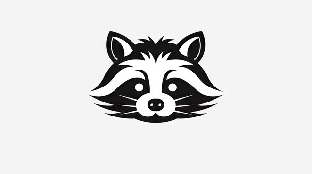  a raccoon face with a black and white background.  generative ai
