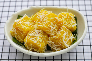 Steam pumpkin cake. Thai Desserts.