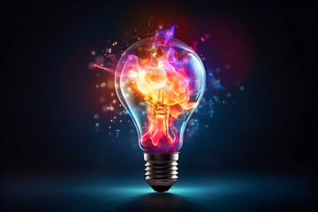 Creative light bulb pink background. Think differently. Creative idea concept