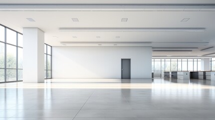 Modern Open Space Office with Blank Walls