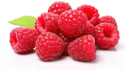 Macro Shot of Raspberries on White Background