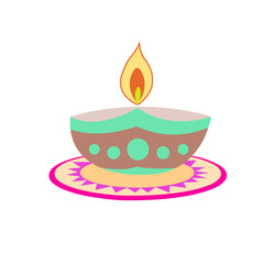 Vector illustration of Diwali celebration with decorative colourful Design set.
