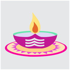 Vector illustration of Diwali celebration with decorative colourful Design set.