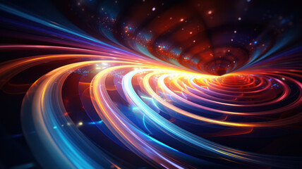 Obraz premium Smooth Concentric Circular Patterns with Colorful Light Streaks