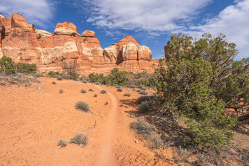 hiking the chesler park loop trail, canyonlands national park, usa