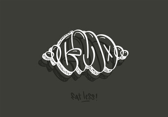 Obraz premium GMO Eat Less Graffiti Throw Up Letters Vector Design Eps 10