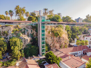 Elevator from the embankment to the street and the observation deck Antalya Kaleici Panoramic...