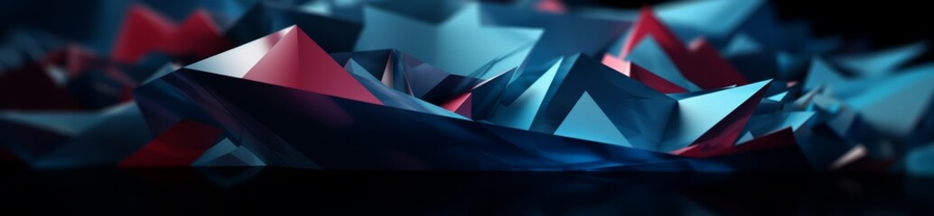 Black blue abstract modern background for design. Dark. Geometric shapes. 3d effect. Diagonal lines, stripes. Triangles. Gradient. Light, glow. Metallic sheen. Minimal. Web banner. Wide - obrazy, fototapety, plakaty