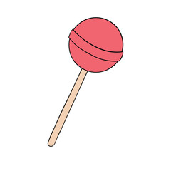 A hand-drawn cartoon lollipop on a white background.