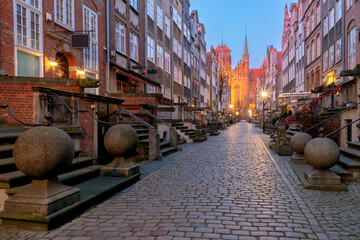 Fototapeta na wymiar Beautiful historic houses on Mariacka, St Mary, street in Gdansk Old Town, Poland