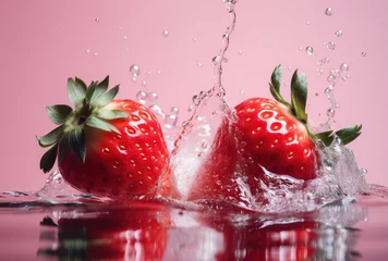 Fotobehang strawberry in water © Misau