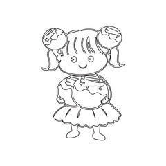  Cartoon little girl in vector illustration. cute little kid girl show happy and friendly pose expression. Cute Little Girl in Spring. Cartoon Illustration of a Cute Cheerful Girl. 