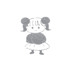  Cartoon little girl in vector illustration. cute little kid girl show happy and friendly pose expression. Cute Little Girl in Spring. Cartoon Illustration of a Cute Cheerful Girl. 